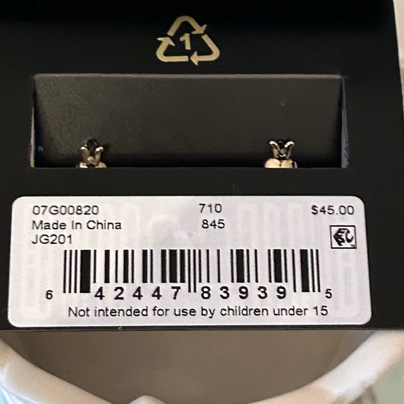 NWT! Givenchy Gold-Tone Pave’ Link Charm Hoop Earrings - Picture 5 of 8